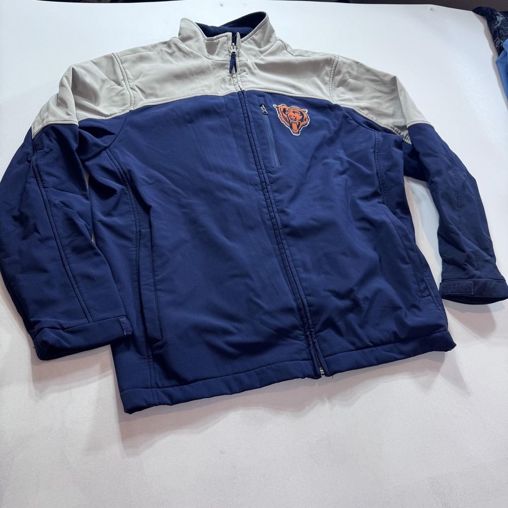 Chicago Bears Jacket Mens 2XL Blue Gray Football NFL Zip Up Softshell Fleece